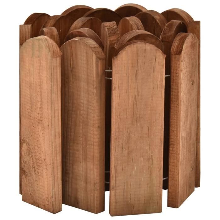 Rouleau bordures de jardin - Marron - 120 x 20 x 1,5 cm - Bois de pin imprégné HOP
