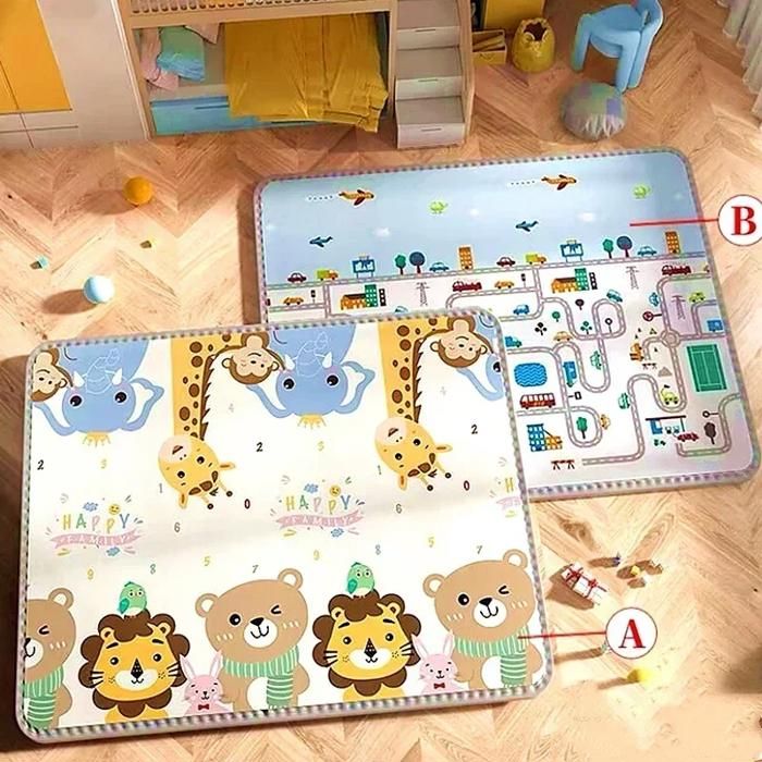 Tapis Bébé Pliable 180x120x1 Cm - Mousse XPE Imperméable, Motifs Forêt/animaux, Sac De Transport Inclus - 5