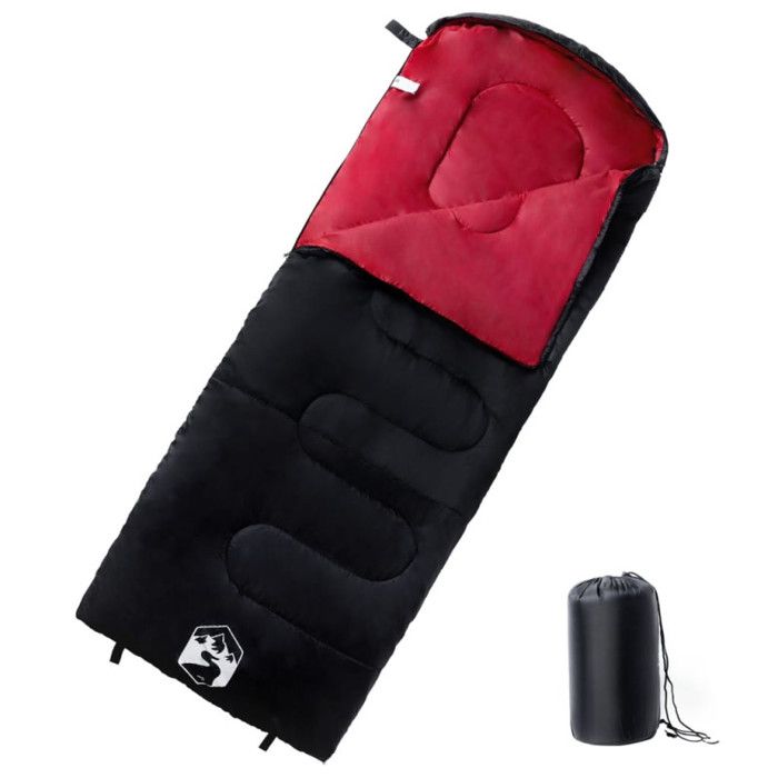 Sac de couchage - vidaXL - 94442 - 3-4 saisons - Noir et rouge - Rectangulaire 220x83cm