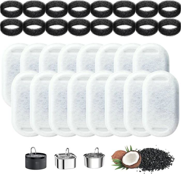 Meilleurs prix pour Lot de 32 filtres de rechange pour fontaine à eau pour chat avec éponges filtrantes pour fontaine à eau de chat de 3,2L/2L