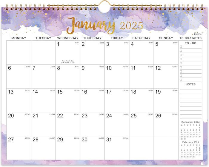 Calendrier Mural 18 Mois Calendrier Mural 2025-2026 Benjia - 18 Mois Juillet 2025 à Décembre 2026 Avec Autocollants Juillet 2025 Décembre 2026