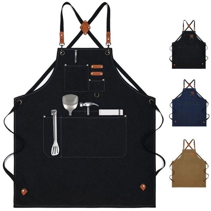 Tablier RRL Double épaisseur – Coton Toile Marron, 3 Poches, Unisexe (FTP 1204)