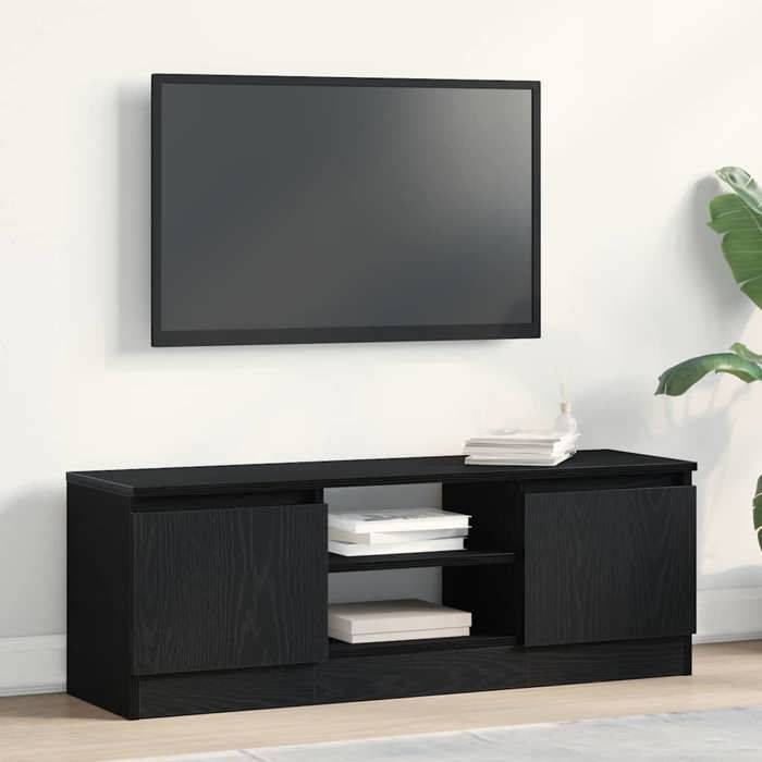 Meuble TV-Banc TV chêne noir 102x30x36 cm bois dingénierie