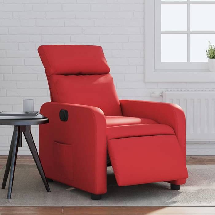 JUIN* Fauteuil réglable/relaxation Fauteuil inclinable électrique Rouge Similicuir F233322