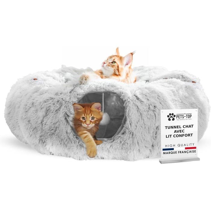 Comparer les prix de YSFMODE-Tunnel Chat Rond Xxl En Peluche Douce–Lit Tunnel & Cachette Confort–Panier Moelleux Type Fauteuil–Cabane Intérieure Pour C