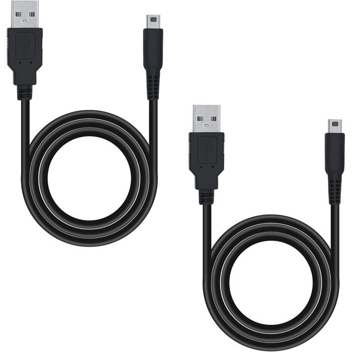Link e : 2 X Cable Chargeur Alimentation USB Compatible avec Console de Jeu Nintendo 2DS NEW 2DS 3DS NEW 3DS DSI...