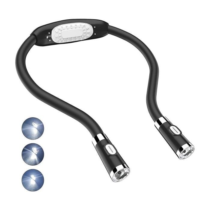 Lampe de lecture LED lampe de cou Mains libres Flexible autour du cou Batterie