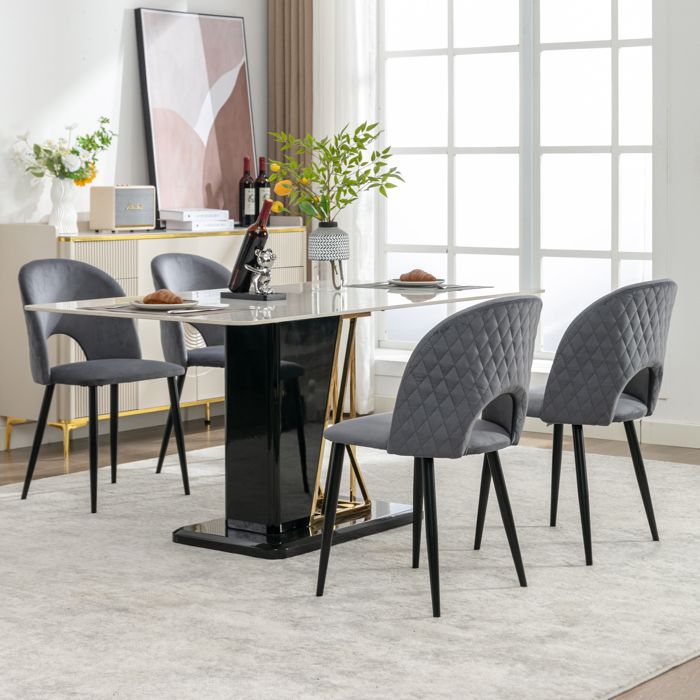 Fauteuil Matériaux respectueux de lenvironnement durable chaises de salle à manger (4 PCS) chaise rembourrée avec dossier Design