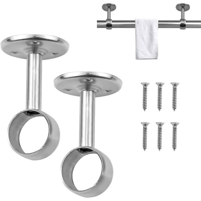 2 Pièces Support De Tringle à Rideau Acier Inoxydable Support Tringle Penderie 22mm De Diamètre (74mm De Hauteur)