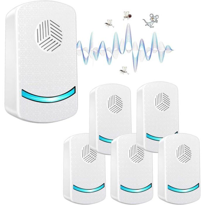 6 PCS Repulsif Ultrason Souris Anti-Rongeurs InsectesUltrason Anti Moustique Ultrason Souris et Rats Insectes Répulsif Électroni