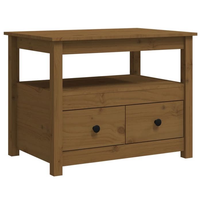 En PromotionTable basse(1 PC) - SHIELD - Support 30 kg - table du canapé - Marron miel 71x49x55 cm Bois massif de pin T76561