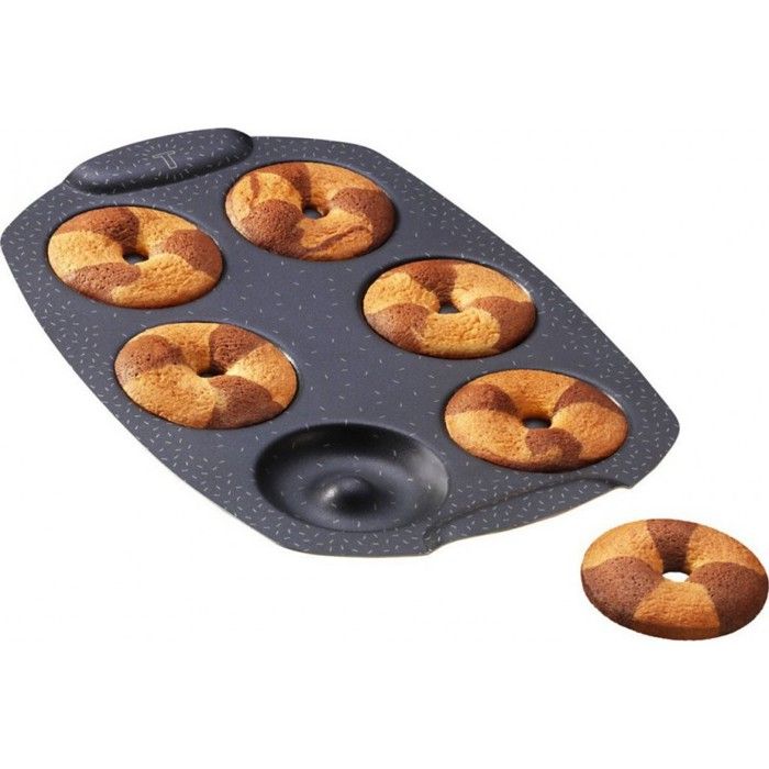 Tefal Moule gâteau 6 mini donuts Revêtement antiadhésif Aluminium recyclé et recyclable Pâtisserie bien dorée Fabriqué en France PerfectBake Mini J5734602