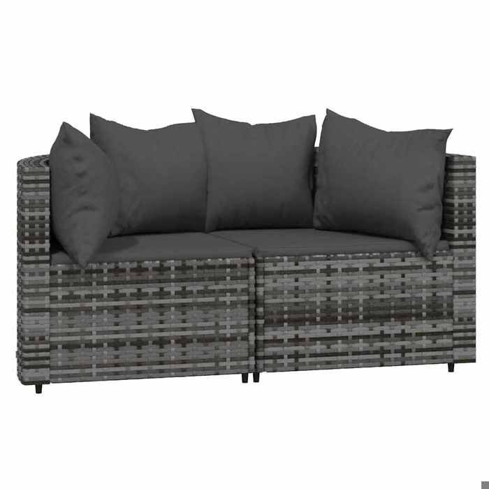 Gris Sofa dextérieur/balcon - ZENCORE® Salon de jardin - 3 pcs avec coussins Gris - résine tressée Top675851881