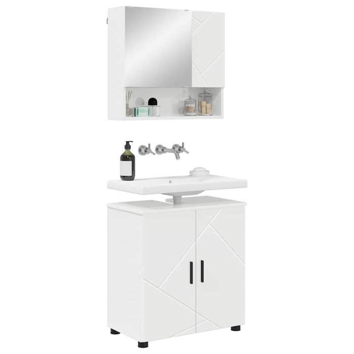 (TOP 2026)Ensemble de mobilier de salle de bain - SWEETY - ARMOIRE WC/SALLE DE BAIN COMPLETE - 2 pcs - Blanc brillant 61x35x64cm 171