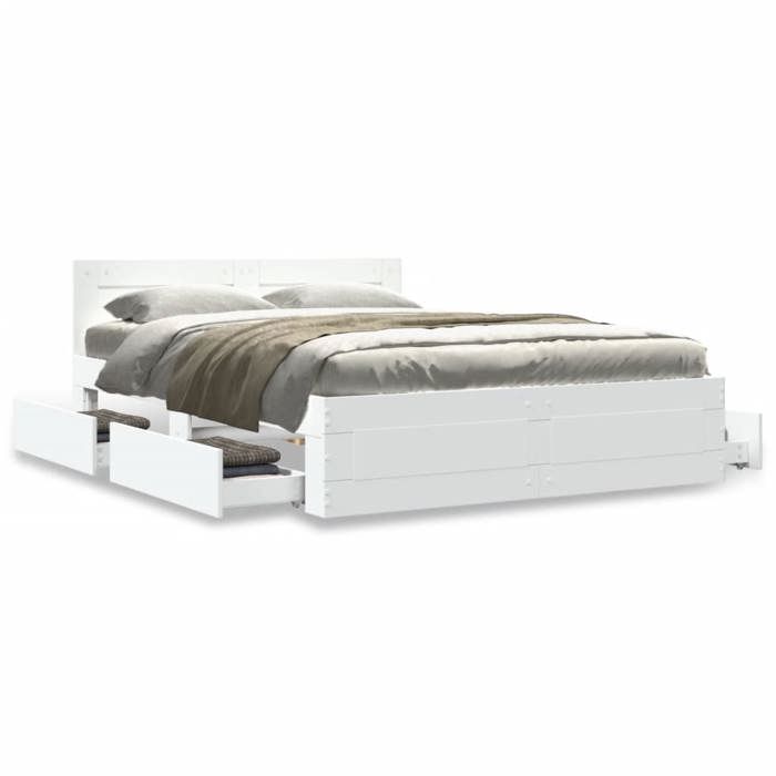 Lit 120x190 cm Lit simple VIDAXL Cadre de lit MODERNE avec tête de lit sans matelas blanc L8888