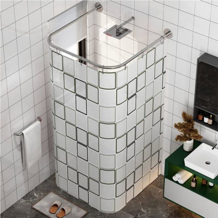 (85-120Cm)Tringle À Rideau De Douche En Forme De U En Acier Inoxydable 304 Sans Perçage Extensible Pour Douche Baignoire Sal[BI97]