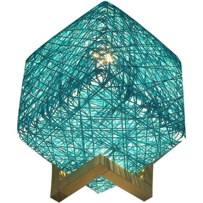 Lampe de nuit projection étoiles en rotin veilleuse tactile