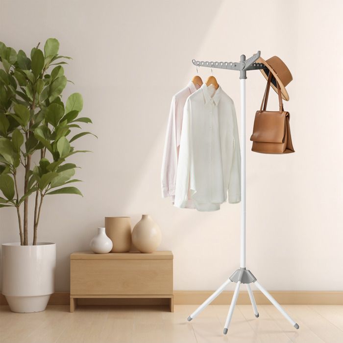 Fil a linge Parapluie Pliable 3 Bras Rotatifs Capacité 27 Vêtements 63 x 63 x 156.5 cm Blanc
