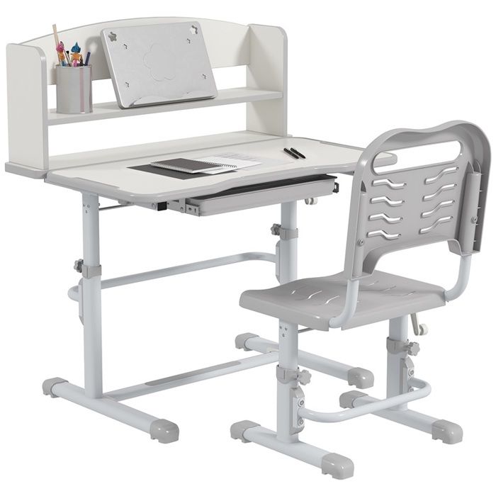Bureau chaise enfant réglable 6-12 ans gris Bureau chaise enfant réglable 6-12 ans gris