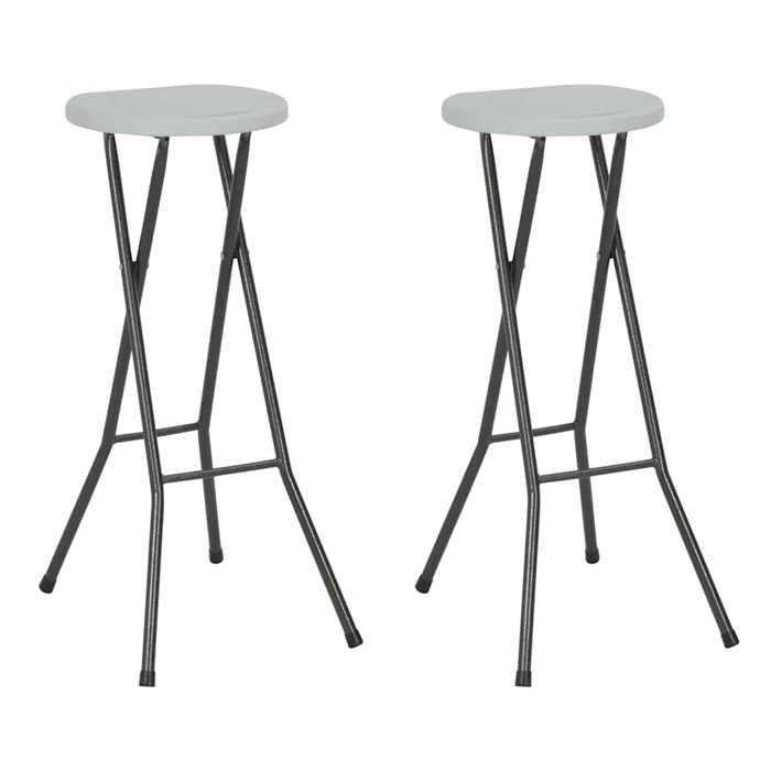 Tabourets de bar pliables 2  pcs - VIDAXL - PEHD et acier Blanc - Cadre durable - design élégant(12643)