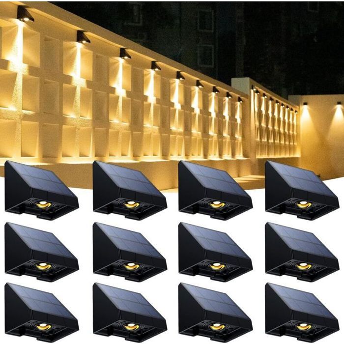 Lampe Solaire Extérieure Étanche 150LM 3000K – 12 Pièces pour Mur Jardin Escalier