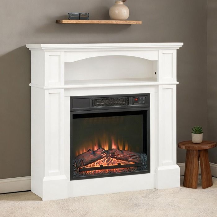 Cheminee en métal Blanc 80.5 x 32.3 x 80.5 cm - Blanc Métal 80.5 x 32.3 x 80.5 cm Ref 8SKDZF