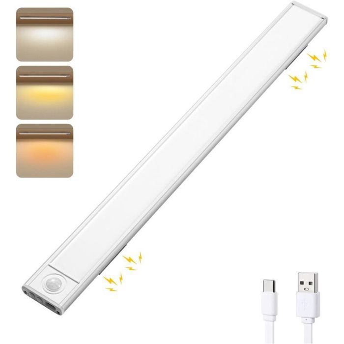 Barre LED Armoire - MAX® - Détecteur Mouvement - Rechargeable USB - 3 Modes Couleur Barre LED Armoire - MAX® - Détecteur Mouvement - Rechargeable USB - 3 Modes Couleur