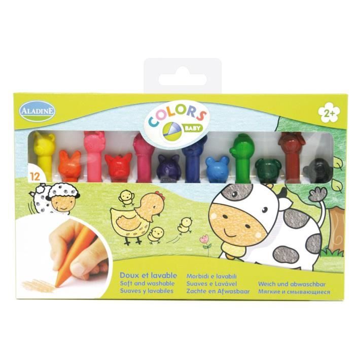 ALADINE Kit 12 Crayons Cire Enfant Stampo'minos