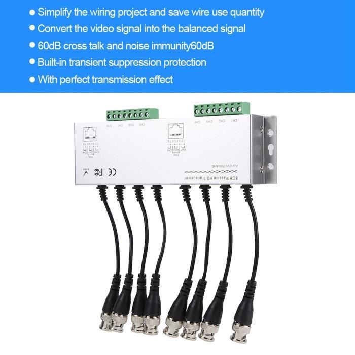 8ch Hd Bnc Male Vers Cable Utp Emetteur Recepteur Adaptateur Balun Video Passif Systeme Camera Cctv Cable Tv Video Son Avis Et Prix Pas Cher Cdiscount