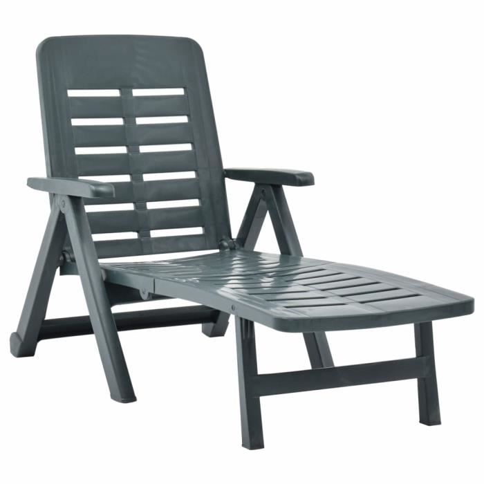 Chaise longue pliable - YAJIASHENG - Vert - Résistante aux intempéries