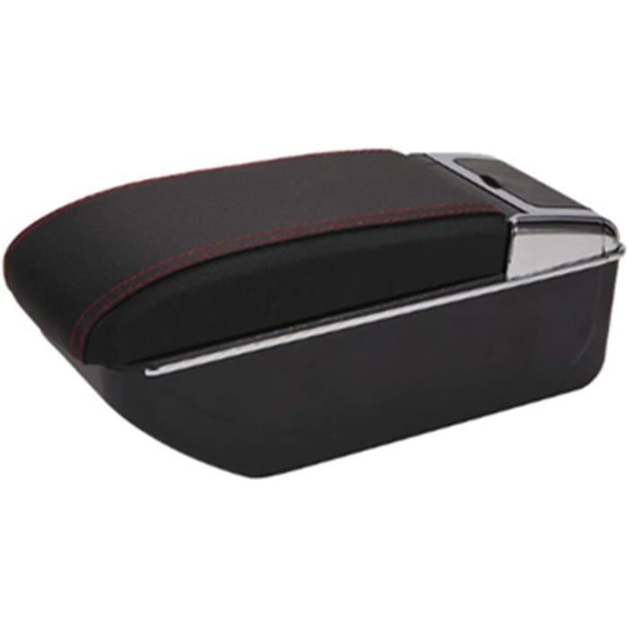 Accoudoir Universel Pour Voiture - Noir Cuir & Argent - Compatible Opel Vectra, Agila, Astra... - Neuf