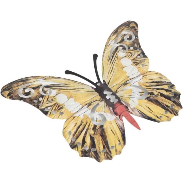 Décoration Murale En Fer Forgé Blanc – Lot De 2 : Fleur Et Papillon – Style Vintage – Taille 30cm