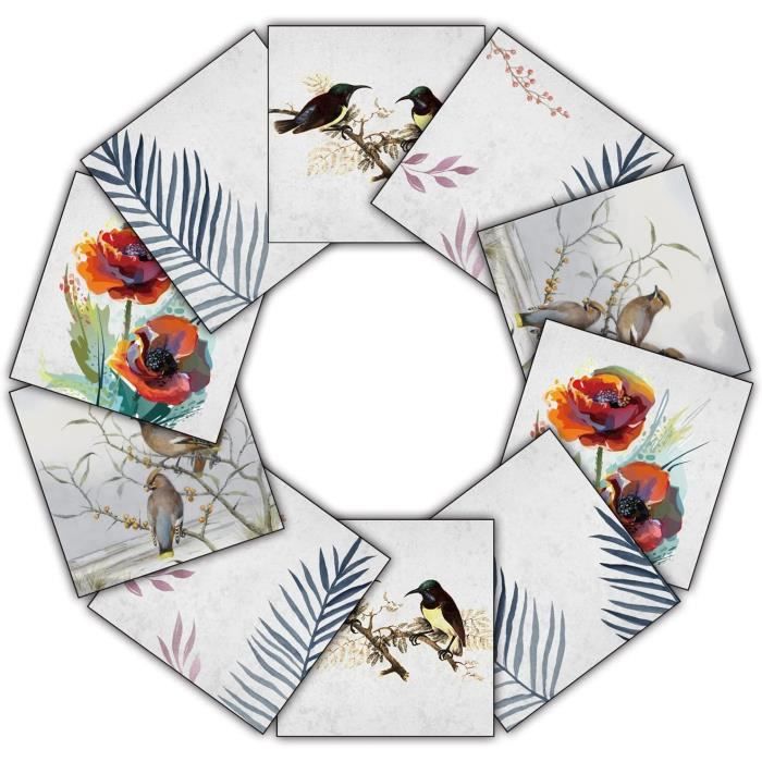 Autocollants Pour Carrelage 10x10 Cm - Tropical Feuilles - Noir