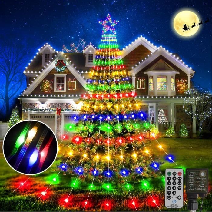 Guirlande lumineuse LED ,Rideau Lumineux Étoile,LED Éclairage de  Noël,Étanche Guirlande Lumineuse,LED Guirlande Alimentée
