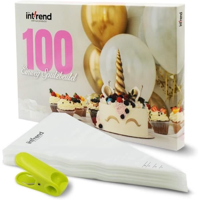 100 Poches à Douille Jetables 40 Cm - Vert - Robuste 80 Microns - Pâtisserie Décoration