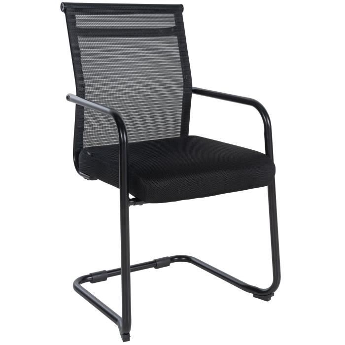 fauteuil de bureau sans roulettes pietement luge en tissu et metal noir