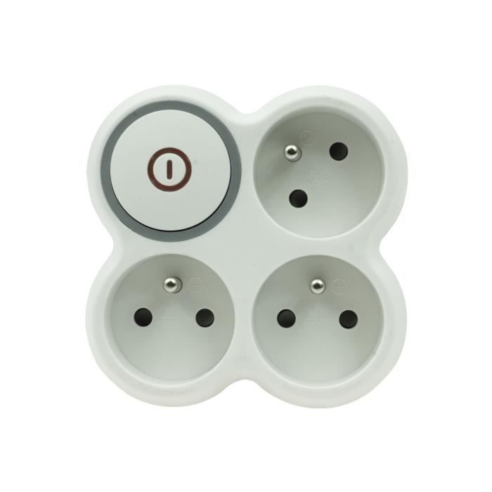 Triple multiprise avec interrupteur 3x 2P+T Blanc PLASTROL