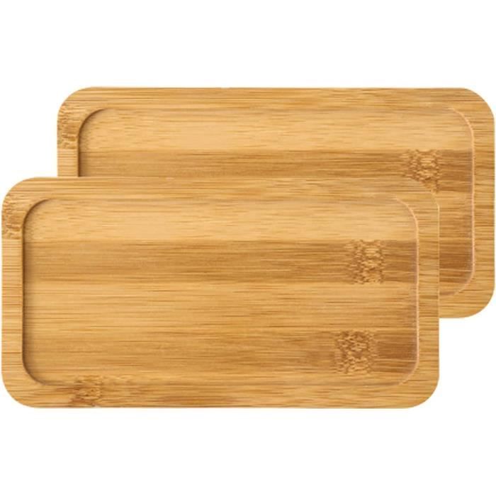 Plateau Bois KiKiHong 30x20cm - Plateau Rectangulaire Décoratif - Rangement Bureau Cosmetics Thé