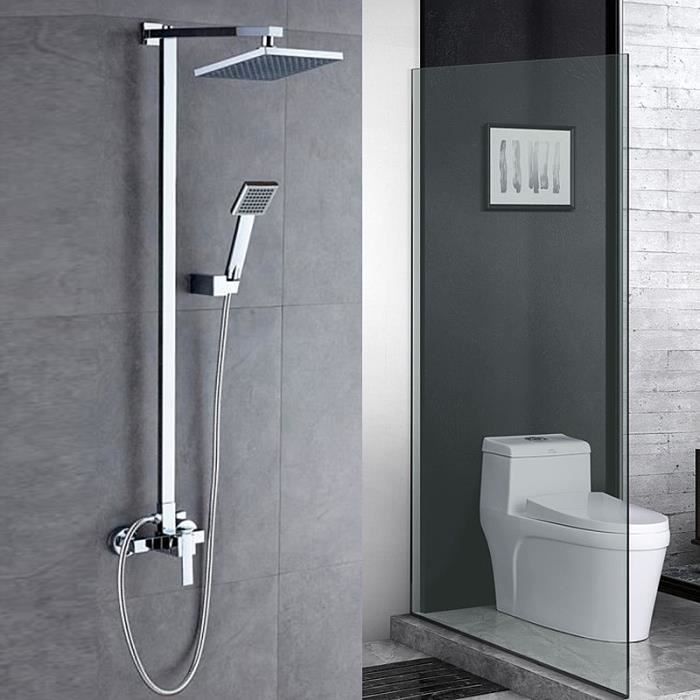 colonne douche encastrable systeme douche mural carre en laiton chrome solide avec pommeau de douche pluie douchette a main pour salle de bain systemes baignoire douche ghschoolsonline salle de bain et wc