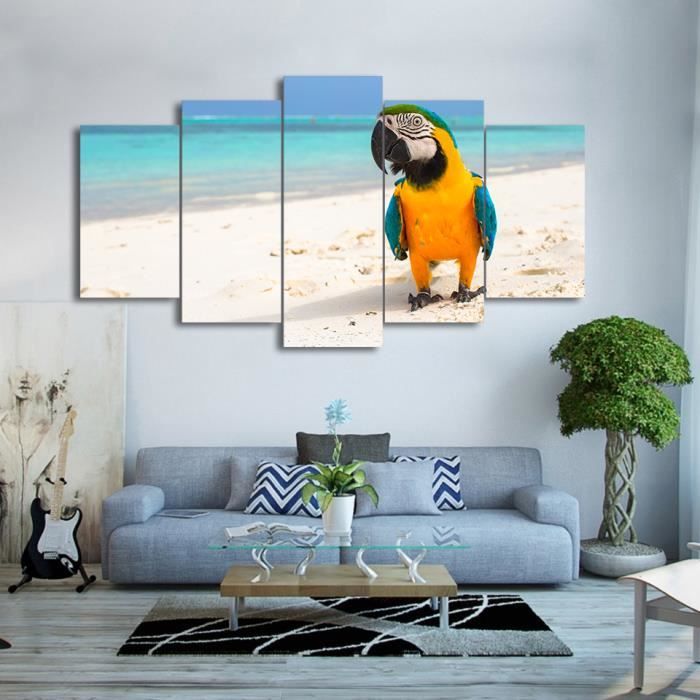 Get Wallpaper Hd Printed 5 Pieces Art Toile Repos Oiseau Peinture Plage Couleur Desktop Wallpaper
