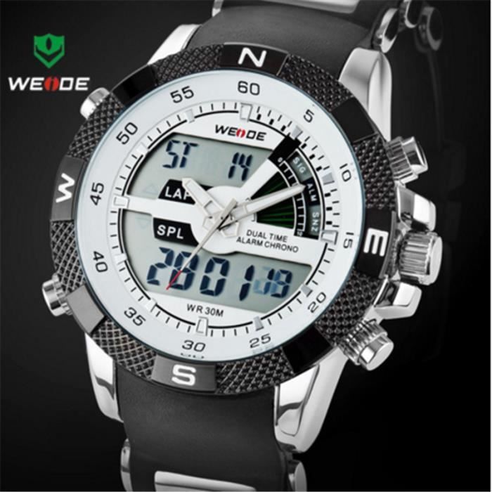 weide montre hommes mouvement silicone led minutage électronique numérique montres1104 noir