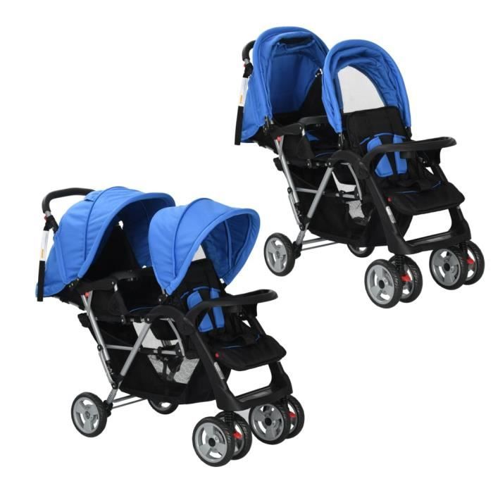 poussette bleu et noir