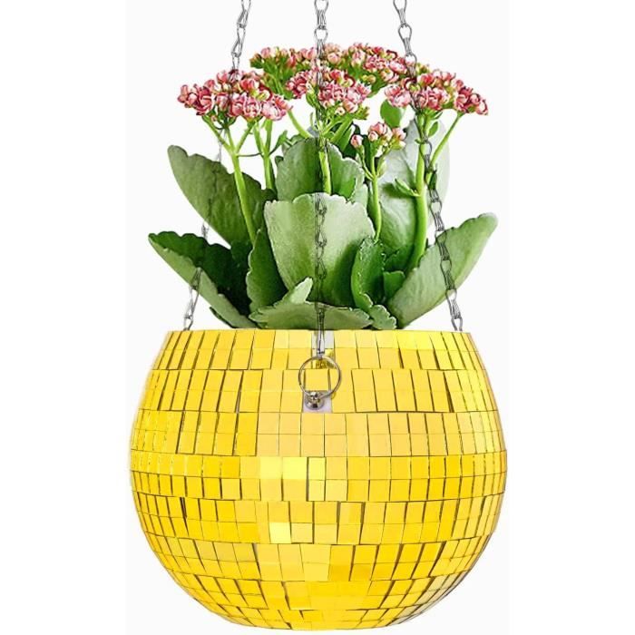 Pot De Fleurs Suspendu En Forme De Boule Disco Miroir - Décoration Murale Pour Intérieur/Extérieur - Plastique Durable