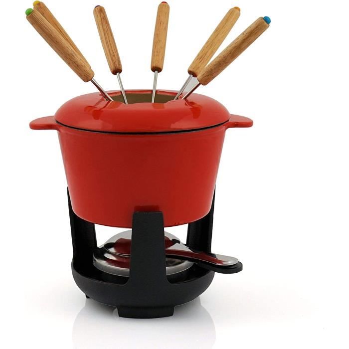 Service à Fondue en Fonte pour 6 Personnes (Rougecrème émaillée) 1