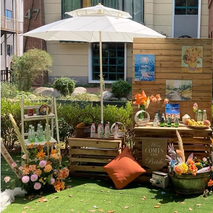 Parasol DoubleTop Parasol Extérieur, Parasol De Jardin 2.5M Parasol Inclinable, Forme Ronde