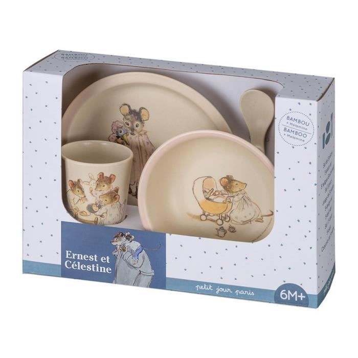 Coffret Cadeau Ernest Et Celestine 5 Pieces En Bambou Rose Cdiscount Puericulture Eveil Bebe