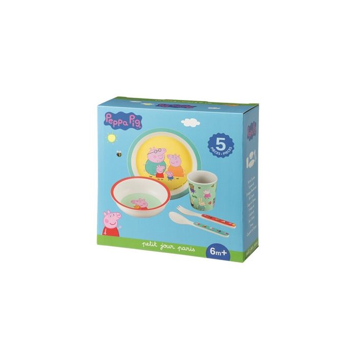 Coffret repas Peppa Pig Petit Jour Paris Multicolore - PETIT JOUR - Coffret repas - Jaune - Melamine - 6 mois