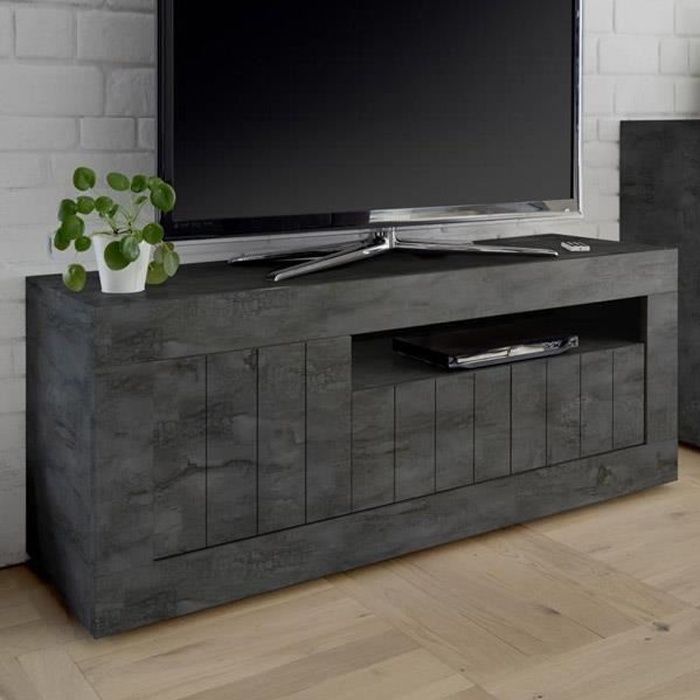 Meuble tv 140 cm gris Anthracite moderne, 3 portes URBAN ...