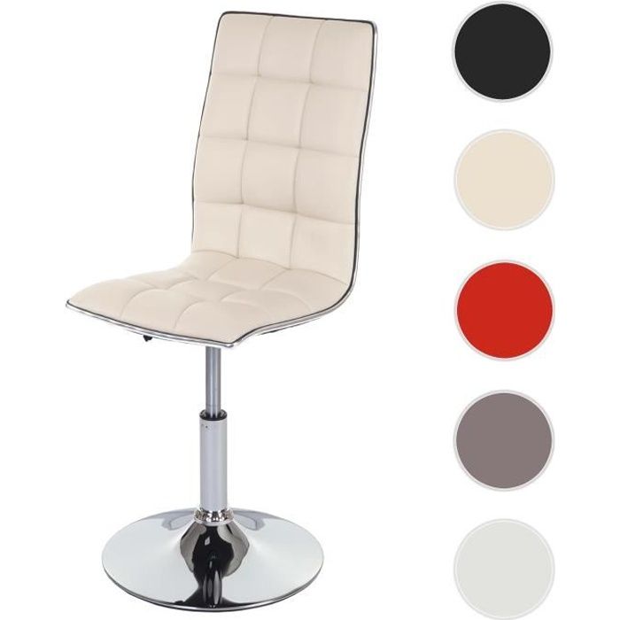 Chaise de salle à manger HWC-C41 - Simili - Pivotante et réglable en hauteur - Blanc