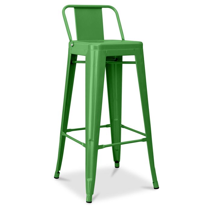 Tabouret de bar avec dossier - Design industriel - 76cm - Nouvelle édition -Metalix Vert